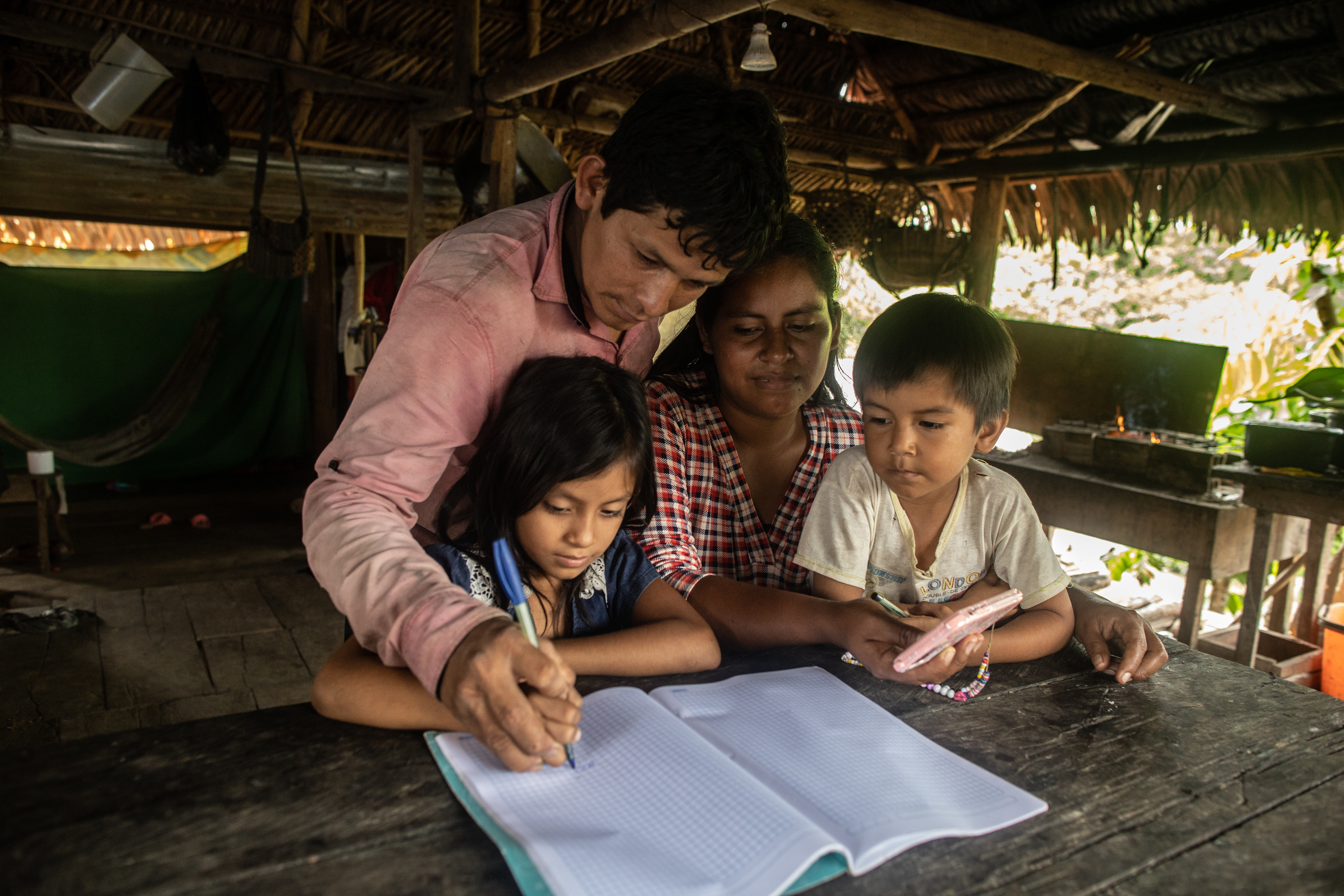 Young family studying together 