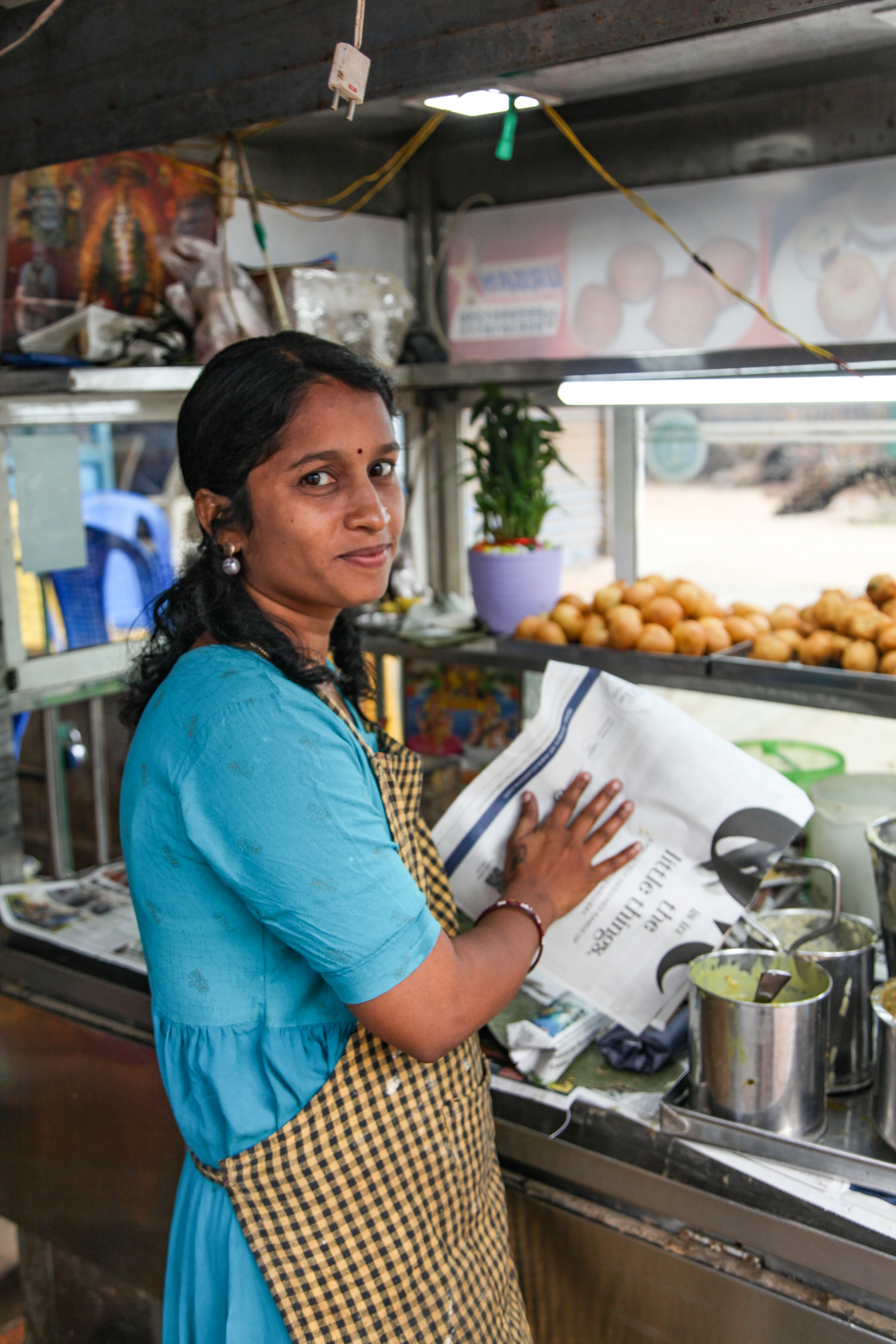 Young woman working at a store