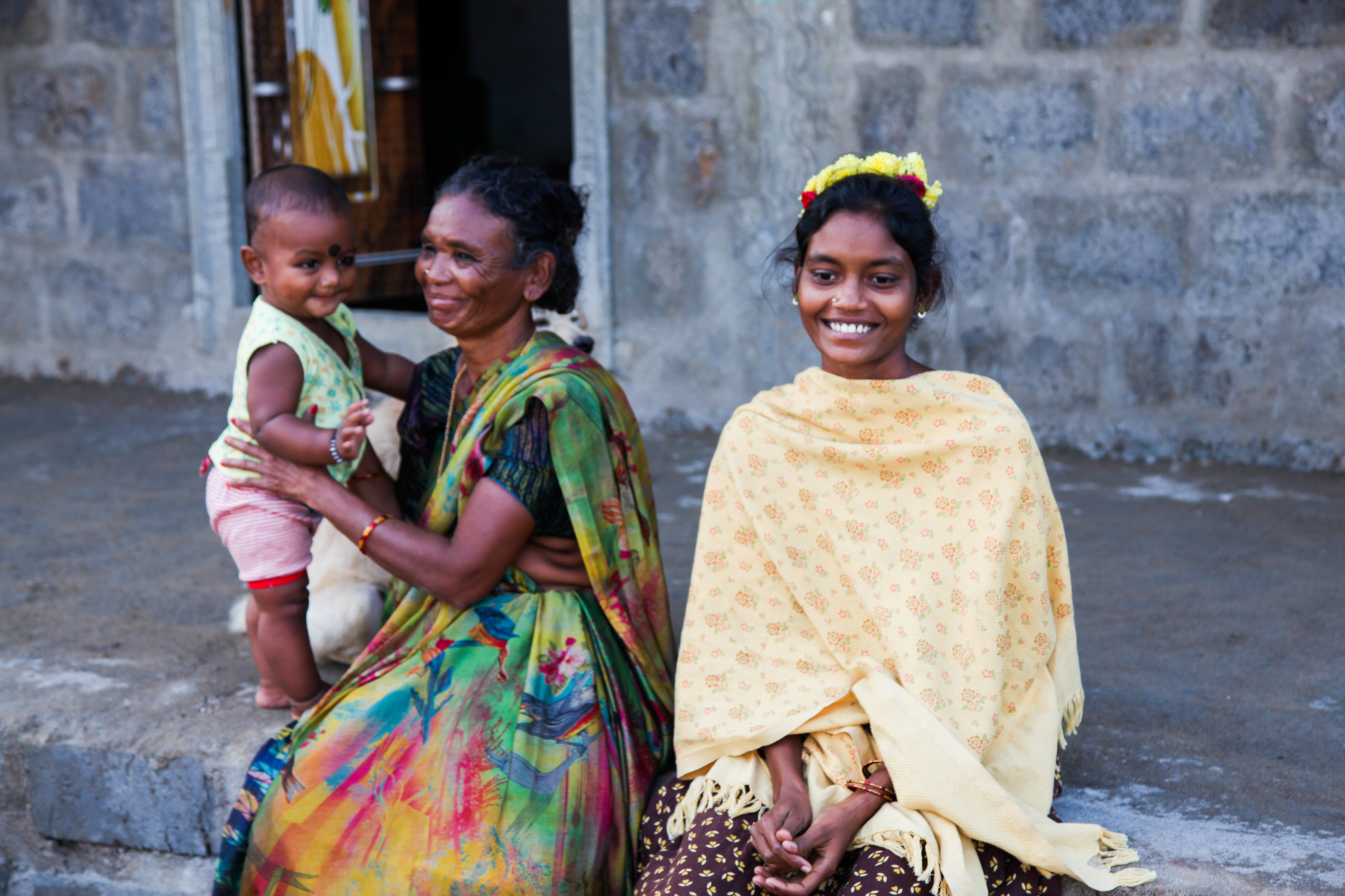 Young woman with mum and her child