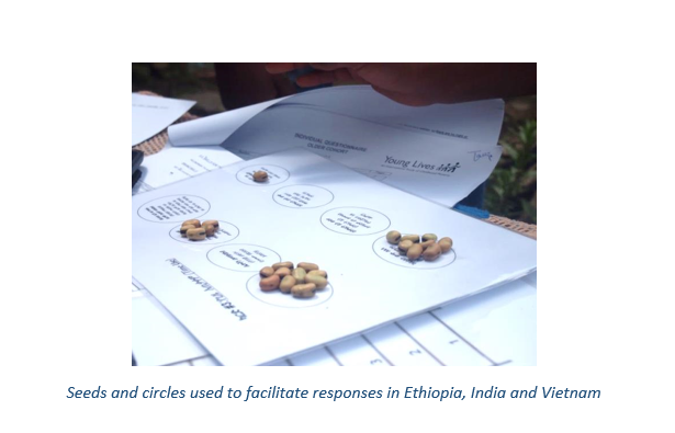 Seeds and circles used to facilitate responses in Ethiopia, India and Vietnam