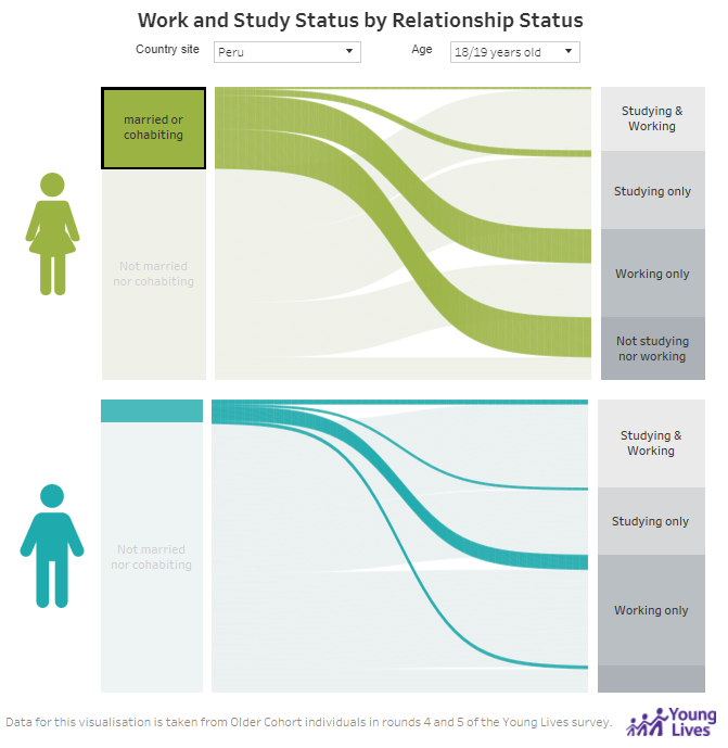Work and Study Status by Relationship Status