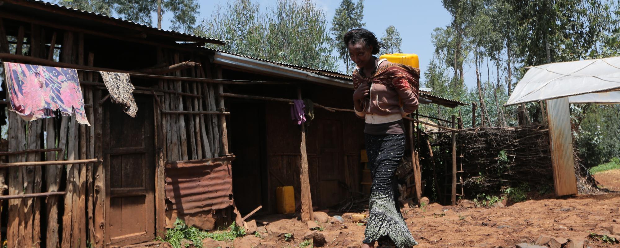 Young Ethiopian woman living in poverty