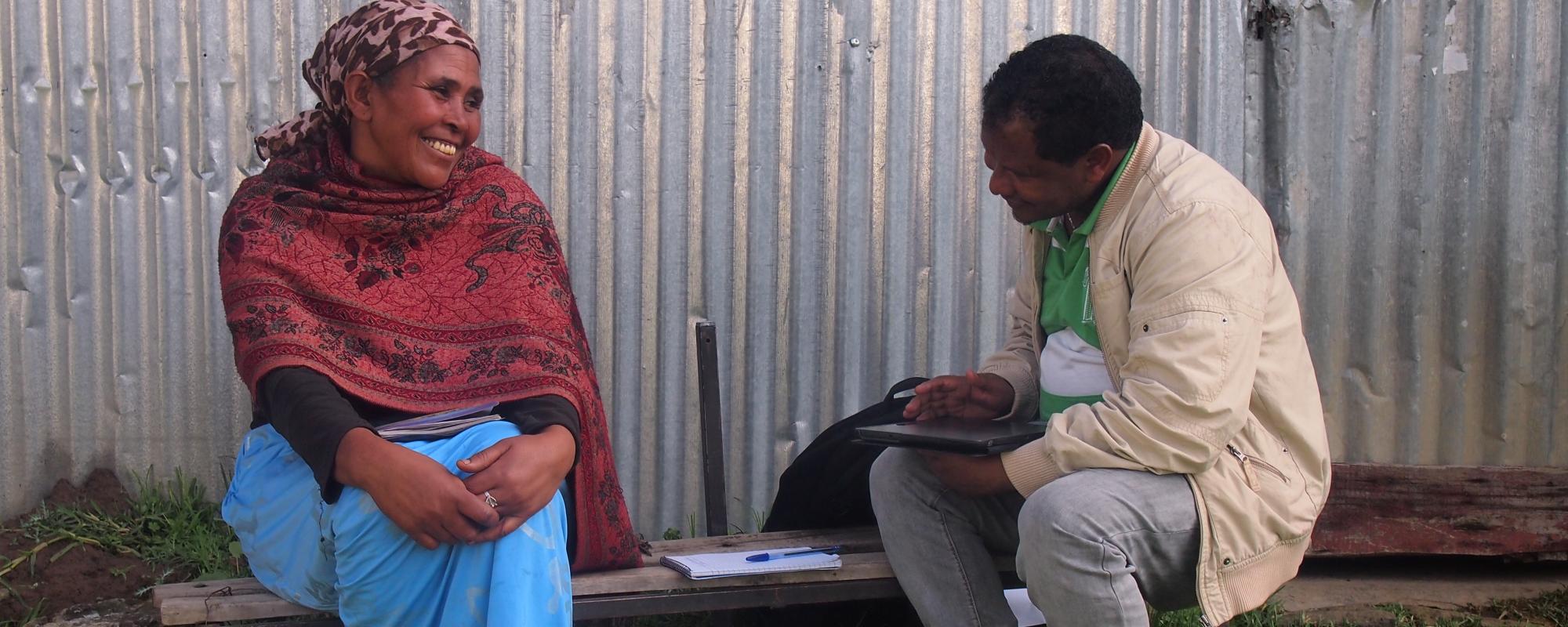 Lady being interviewed as part of the survey