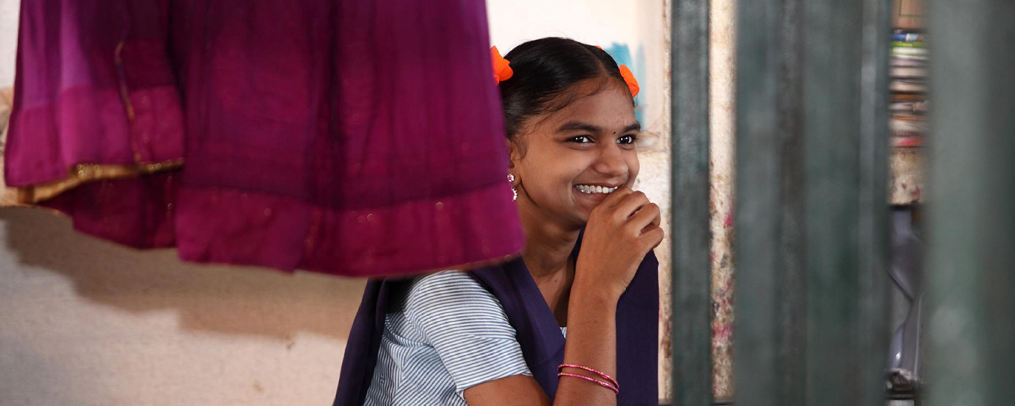 Young India girl smiling