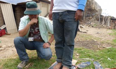 a man being weighed