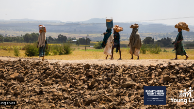 Ethiopian women walking along a dirt road
