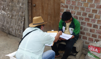 Fieldworker running a survey