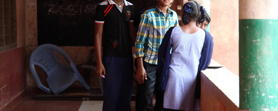 Students working outside