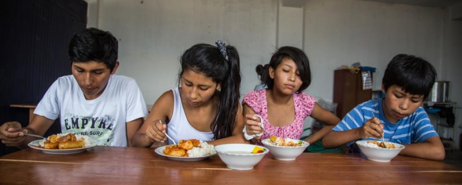 A family eating dinner together