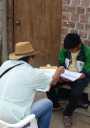 Fieldworker running a survey